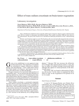 Effect of Trans Sodium Crocetinate on Brain Tumor Oxgenation