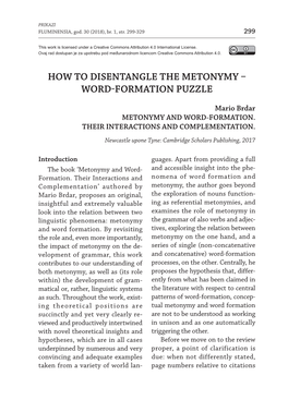 How to Disentangle the Metonymy – Word-Formation Puzzle