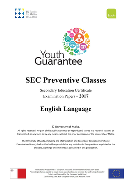 SEC Preventive Classes Secondary Education Certificate Examination Papers – 2017