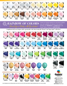 RAINBOW of Colorssizes, Color Availability, and Ordering