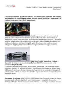 INFINITI CONCEPT Vision Lanciata in Gran Turismo 6 Per Playstation 3