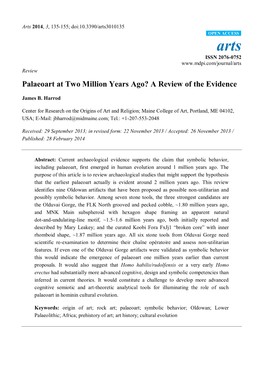 Palaeoart at Two Million Years Ago? a Review of the Evidence