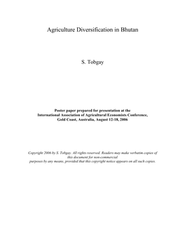 Factors Contributing to Successful Agricultural Diversification in Bhutan