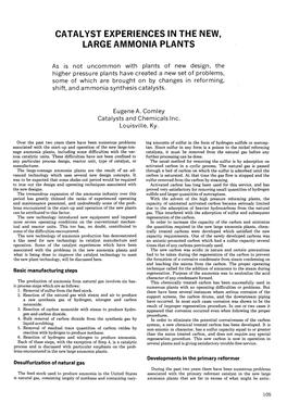 Catalyst Experiences in the New, Large Ammonia Plants