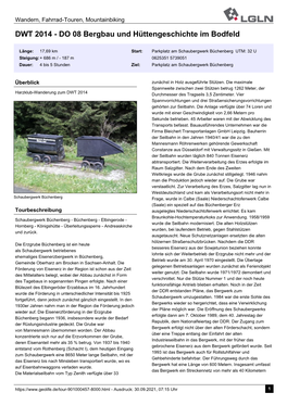 DWT 2014 - DO 08 Bergbau Und Hüttengeschichte Im Bodfeld