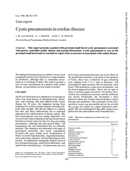 Cystic Pneumatosis in Coeliac Disease