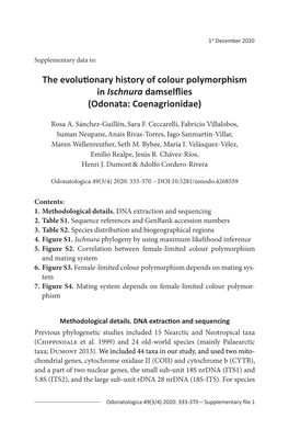 The Evolutionary History of Colour Polymorphism in Ischnura Damselflies (Odonata: Coenagrionidae)