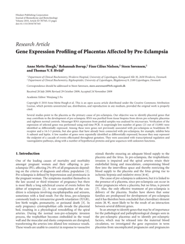 Gene Expression Profiling of Placentas Affected by Pre-Eclampsia