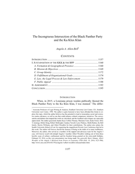 The Incongruous Intersection of the Black Panther Party and the Ku Klux Klan