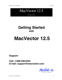 Macvector 12.5 Workshop Sept 2011