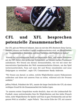 CFL Und XFL Besprechen Potenzielle Zusammenarbeit
