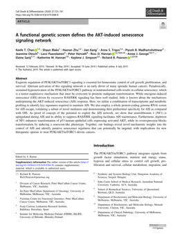 A Functional Genetic Screen Deines the AKT-Induced Senescence