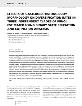 Effects of Gasteroid Fruiting Body