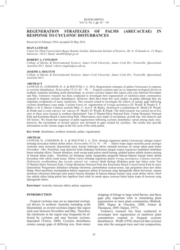 Regeneration Strategies of Palms (Arecaceae) in Response to Cyclonic Disturbances