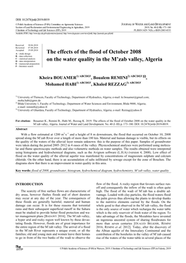 The Effects of the Flood of October 2008 on the Water Quality in the M'zab Valley, Algeria