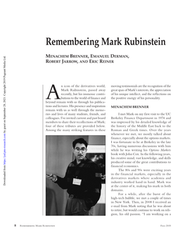 Remembering Mark Rubinstein