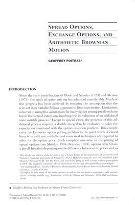 Spread Options, Exchange Options, and Arithmetic Brownian Motion