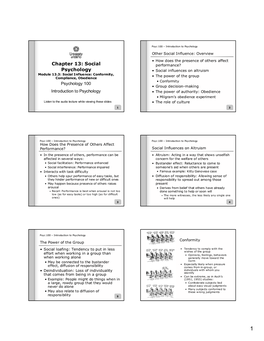 Chapter 13: Social Psychology