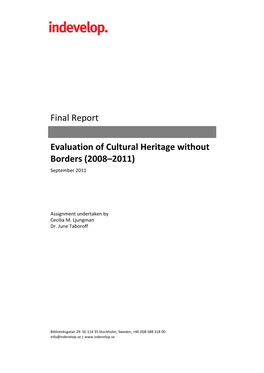 Final Report Evaluation of Cultural Heritage Without Borders