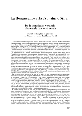 La Renaissance Et La Translatio Studii