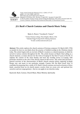 J.S. Bach's Church Cantatas and Church Music Today
