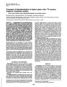 Transport of Phosphocholine in Higher Plant Cells