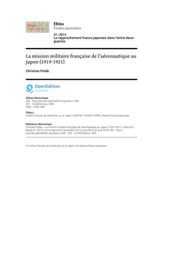 La Mission Militaire Française De L'aéronautique Au Japon