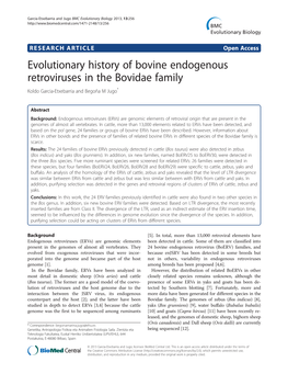 Evolutionary History of Bovine Endogenous Retroviruses in the Bovidae Family Koldo Garcia-Etxebarria and Begoña M Jugo*