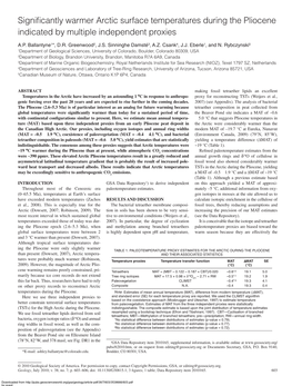 Significantly Warmer Arctic Surface Temperatures During the Pliocene