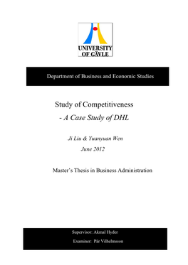 Study of Competitiveness - a Case Study of DHL