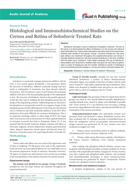 Histological and Immunohistochemical Studies on the Cornea and Retina of Sofosbuvir Treated Rats