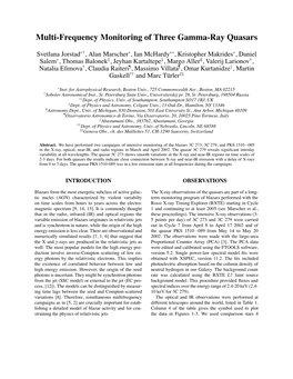 Multi-Frequency Monitoring of Three Gamma-Ray Quasars