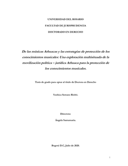 De Las Músicas Arhuacas Y Las Estrategias De Protección De Los