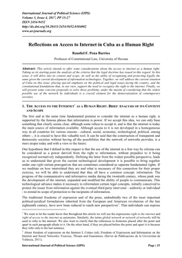 Reflections on Access to Internet in Cuba As a Human Right