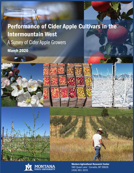 Performance of Cider Apple Cultivars in the Intermountain West a Survey of Cider Apple Growers March 2020