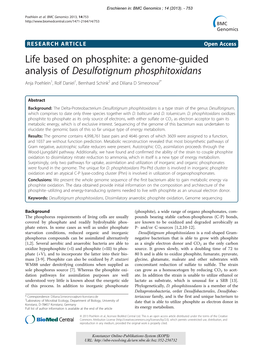 Life Based on Phosphite : a Genome-Guided Analysis Of