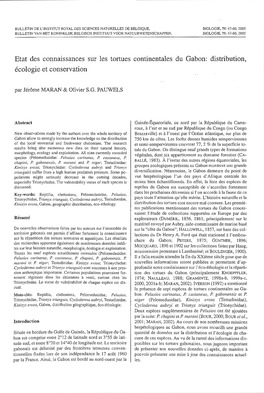 Etat Des Conna1ssances Sur Les Tortues Continentales Du Gabon: Distribution, Ecologie Et Conservation Par Jerome MARAN & Olivier S.G