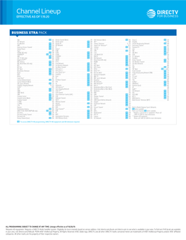 Channel Lineup EFFECTIVE AS of 1.19.20