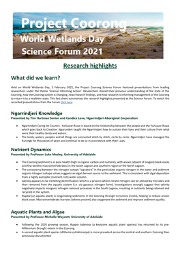 Project Coorong World Wetlands Day Science Forum 2021 Highlights