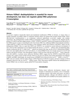 Histone H2bub1 Deubiquitylation Is Essential for Mouse Development, but Does Not Regulate Global RNA Polymerase II Transcription