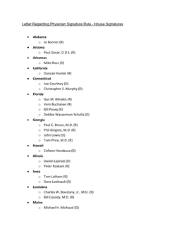 Letter Regarding Physician Signature Rule - House Signatures