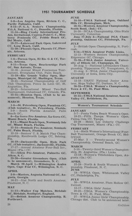 1951 Tournament Schedule