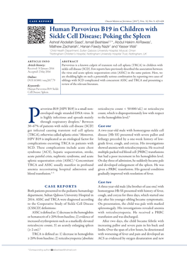 Human Parvovirus B19 in Children with Sickle Cell