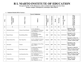 Rl Mahto Institute of Education