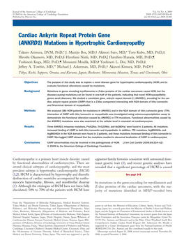 Cardiac Ankyrin Repeat Protein Gene (ANKRD1) Mutations in Hypertrophic Cardiomyopathy