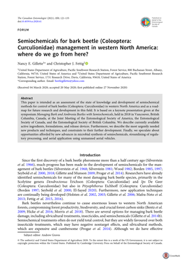 Semiochemicals for Bark Beetle (Coleoptera: Curculionidae) Management in Western North America: Where Do We Go from Here?