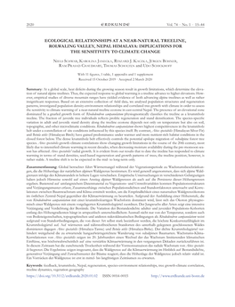 Ecological Relationships at a Near-Natural Treeline, Rolwaling Valley, Nepal Himalaya: Implications for the Sensitivity to Climate Change