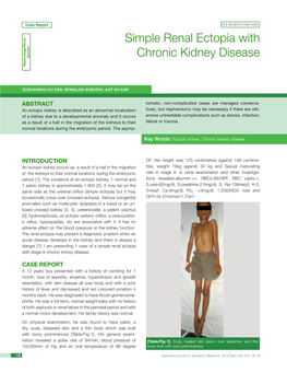 Simple Renal Ectopia with Chronic Kidney Disease