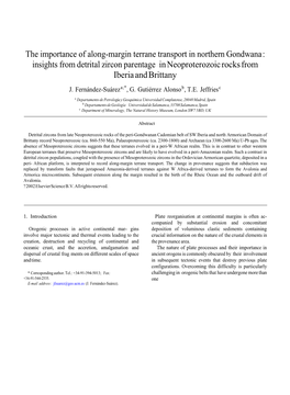 Insights from Detrital Zircon Parentage in Neoproterozoic Rocks from Iberia and Brittany J