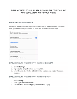 Three Methods to Run an Apk Installer File to Install Any Non-Google Play App to Your Phone